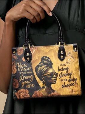 Afroyla Siyanda" Strong Black and Gold Inspirational Tote Bag Crossbody
